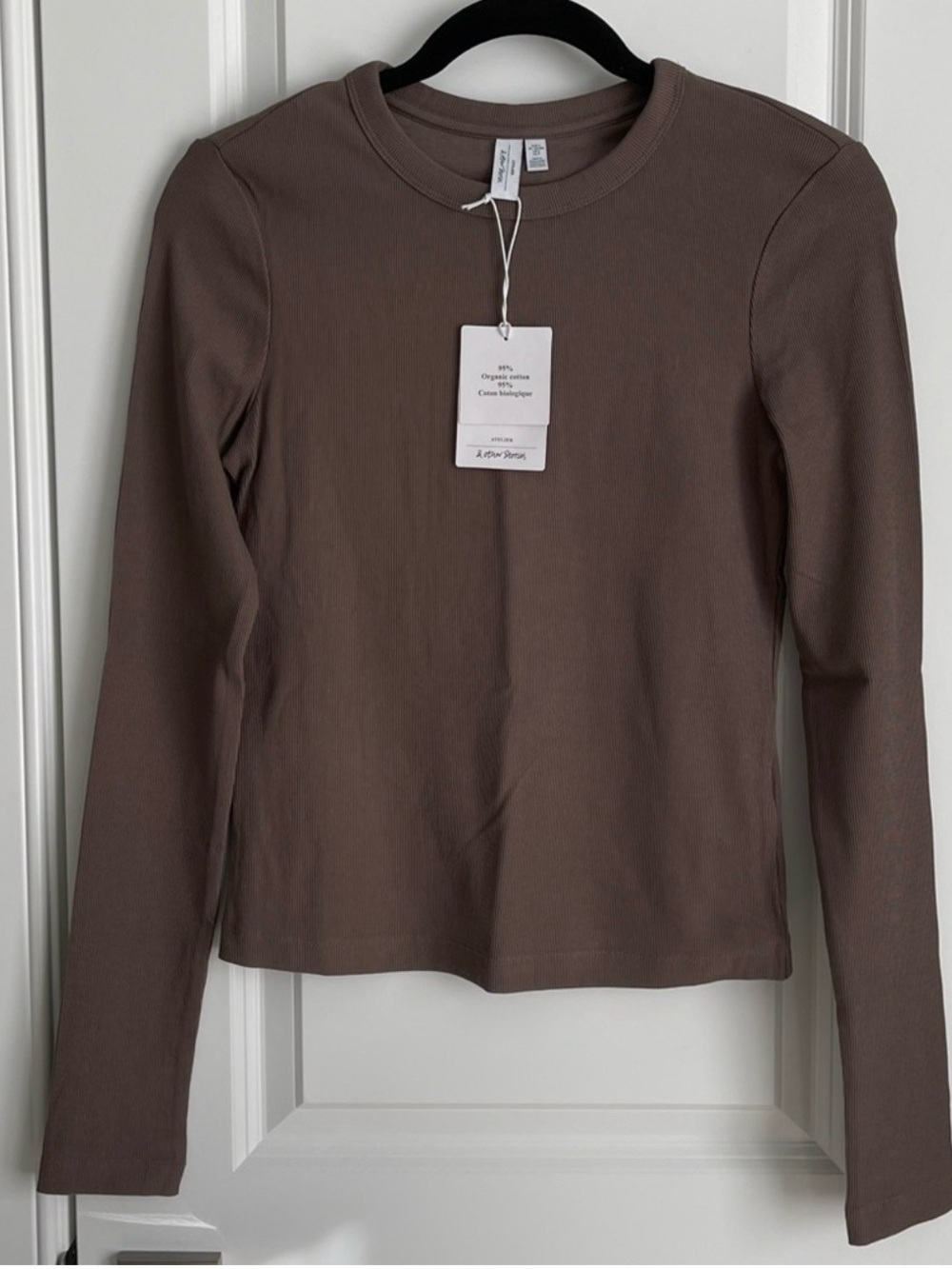 ISO & Other Stories Long Sleeve Ribbed Top - Color Mole
